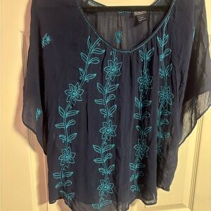 Lucky Brand Blue Dolman Sleeve Boxy Blouse